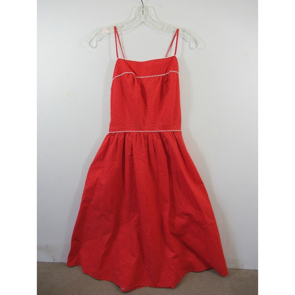 Vintage 90s Byer Too! Dress Junior Size 7 Red Polka Dot Prom Pockets